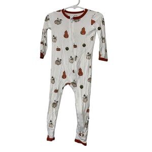 Kyte baby bamboo Pumpkin Print One Piece Pajama dual zip sz 2T
